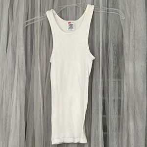 🌞 Hanes Vtg white ribbed 100% cotton sheet white tank top undershirt size boy XL
